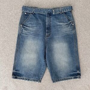 WE11DONE Shorts Men 34 XL Blue Denim Jorts Baggy K-Fashion Skater Oversized